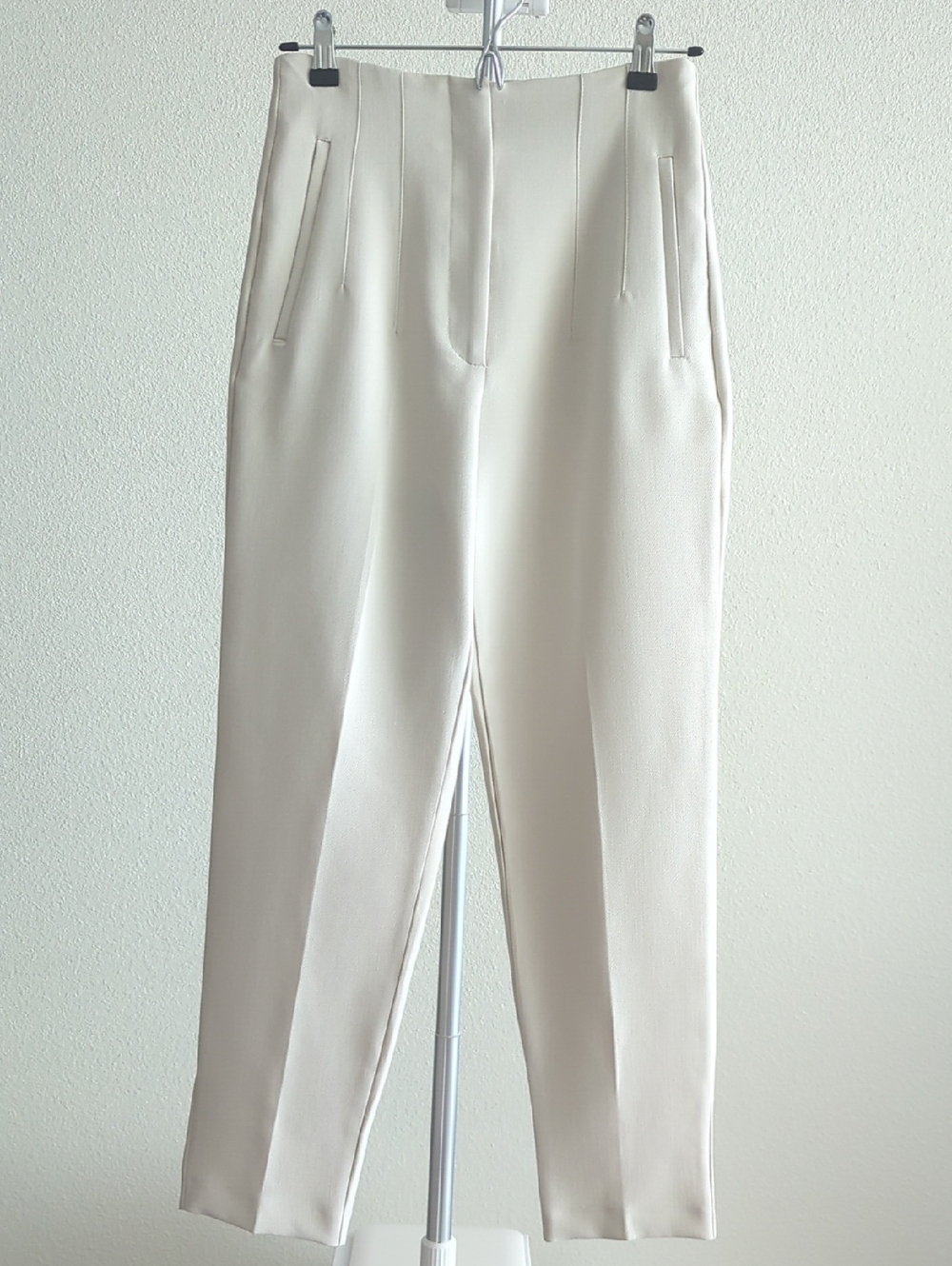 Zara Cream High-Rise Tapered Trousers